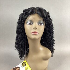 Damaris Long Curly #1 Jet Black Premium Synthetic Lace Part Wig